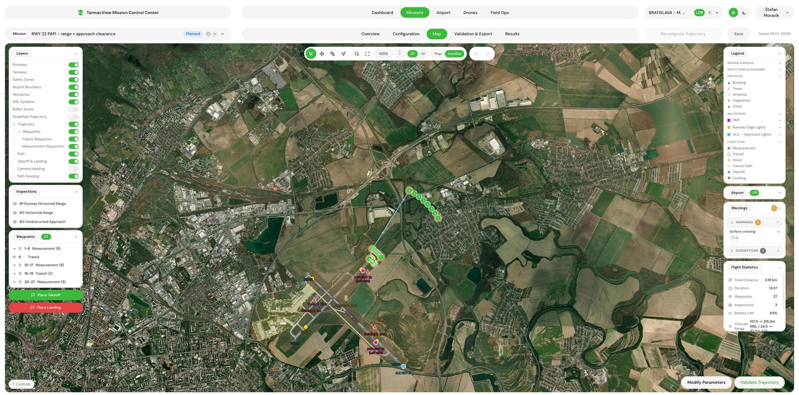 A 2000 metre approach arc on the obstacle protection surface plane, aimed at a safe point on the extended centre line