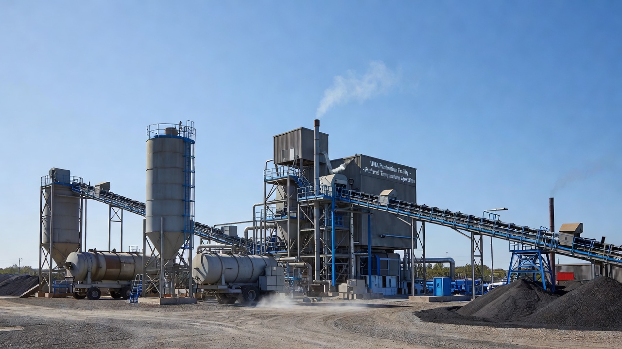 Usine de production d'enrobé bitumineux tiède fonctionnant à température réduite avec un minimum d'émissions