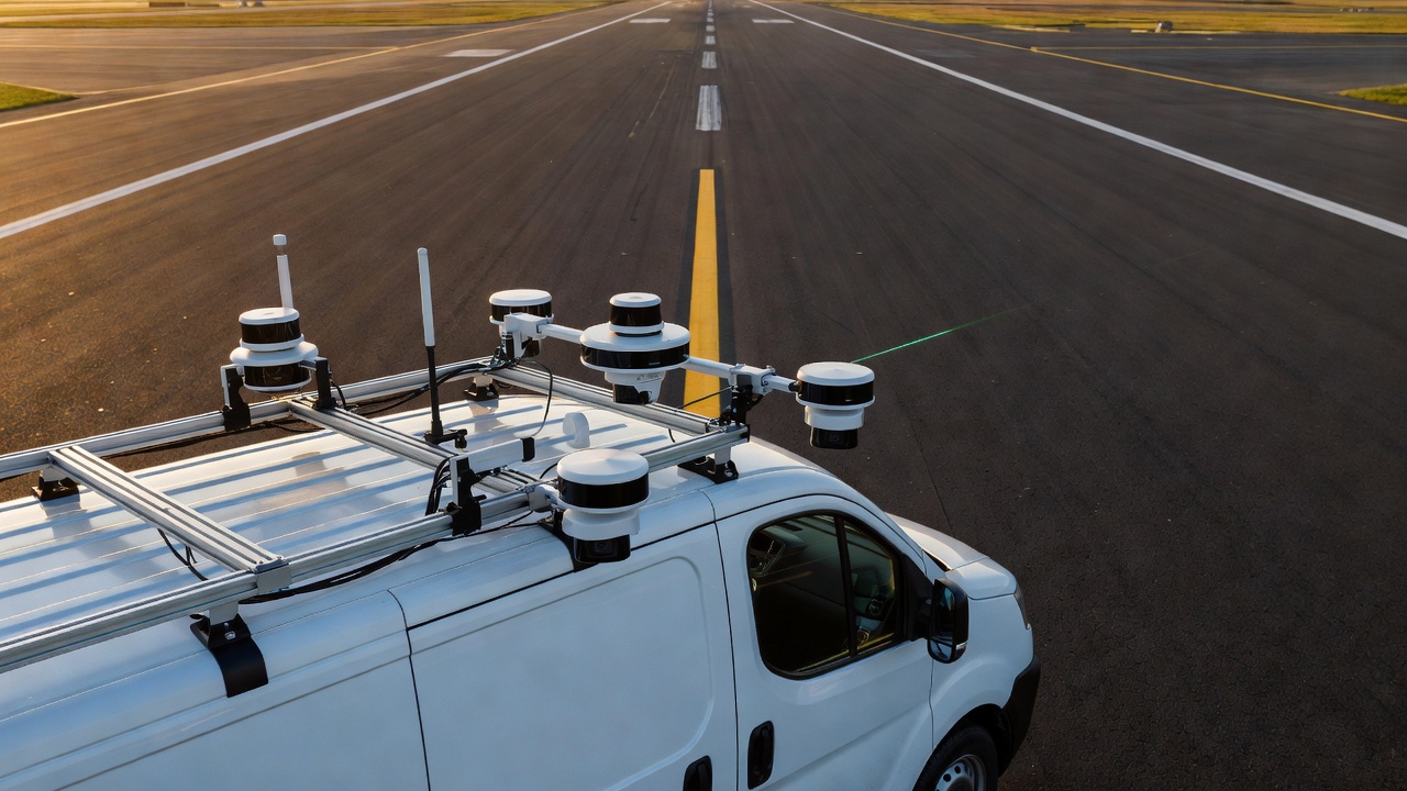 Système d'inspection de chaussée monté sur véhicule avec caméras et capteurs LiDAR pour la collecte de données à grande vitesse
