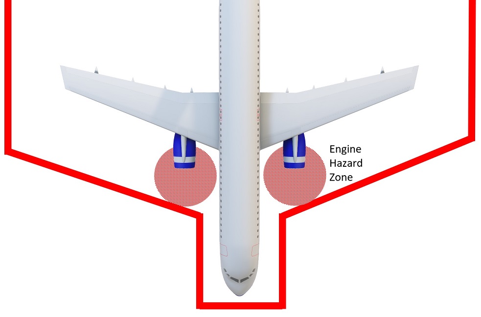 Engine hazard zone and safety envelope