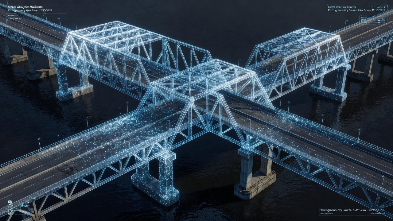3D mračno bodů a síťový model infrastruktury vytvořené fotogrammetrií