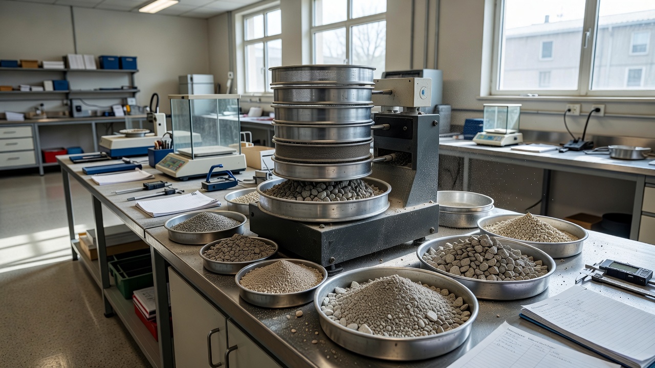 Équipement de laboratoire d'analyse granulométrique par tamisage pour les essais de granulométrie de la formulation de béton