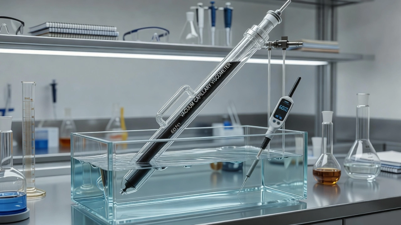 Appareil viscosimètre capillaire sous vide pour l'essai de viscosité absolue du liant bitumineux à 60°C dans un bain-marie de laboratoire