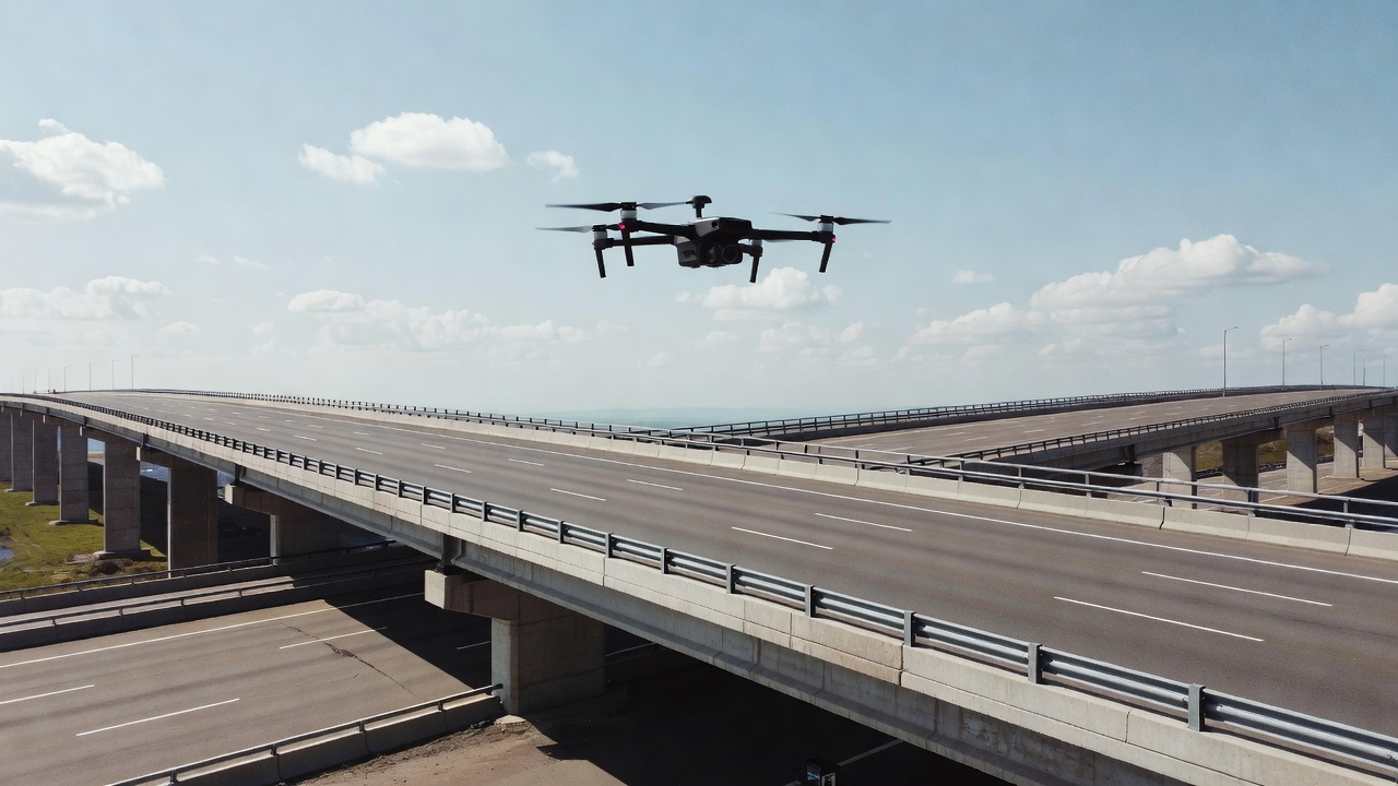 Drone with RTK GPS module for high-precision aerial infrastructure inspection and mapping