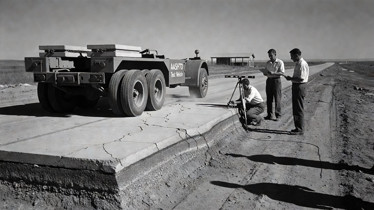 Secciones históricas de pavimento del Ensayo Vial AASHO de la década de 1950 con carga de eje de camión pesado para establecer relaciones de equivalencia de carga