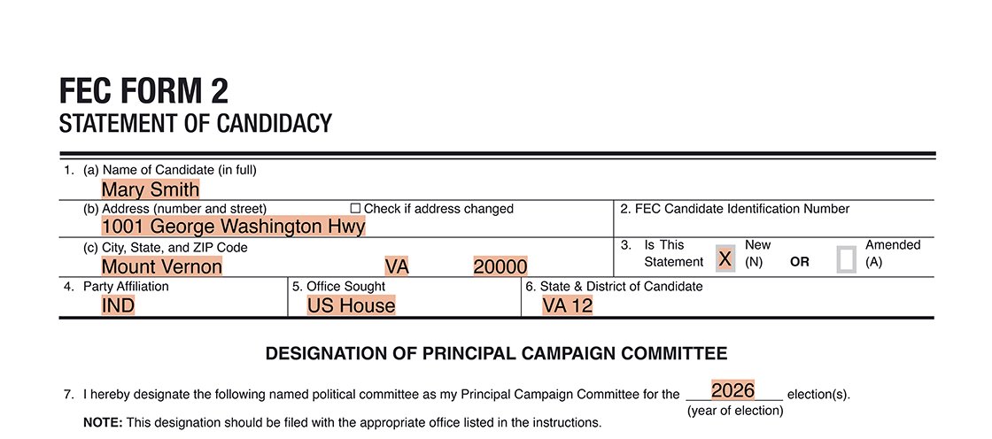 Statement of Candidacy indicating election year