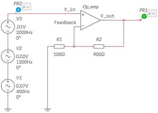 Simplified op-amp amplifier schematic